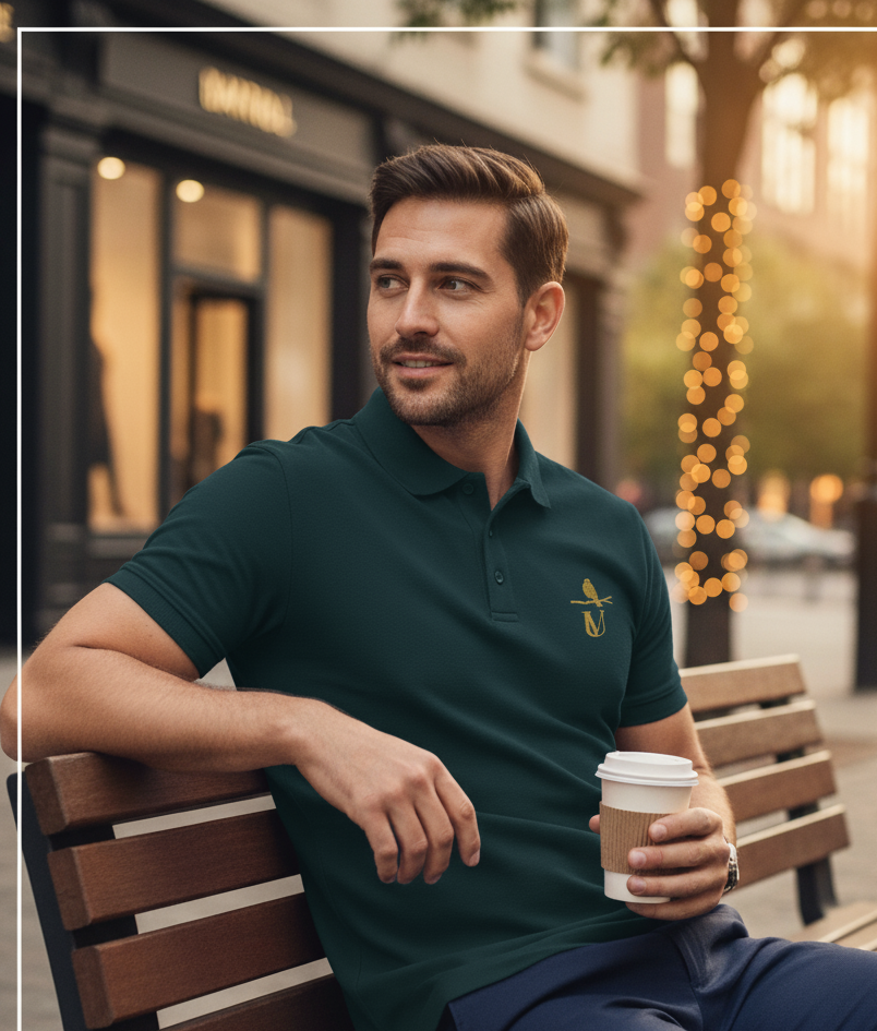 MEN SOLID POLO NECK T-SHIRT