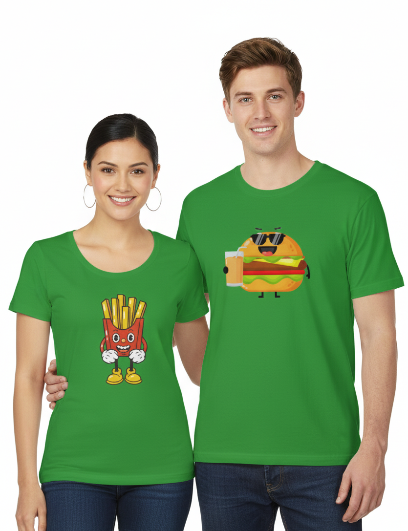BURGER PRINTED COUPLE TEES : COMBO COLLECTION