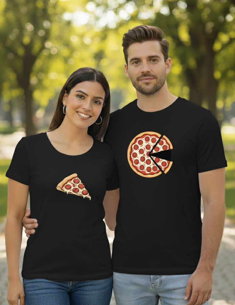 PIZZA PRINTED COUPLE TEES : COMBO COLLECTION