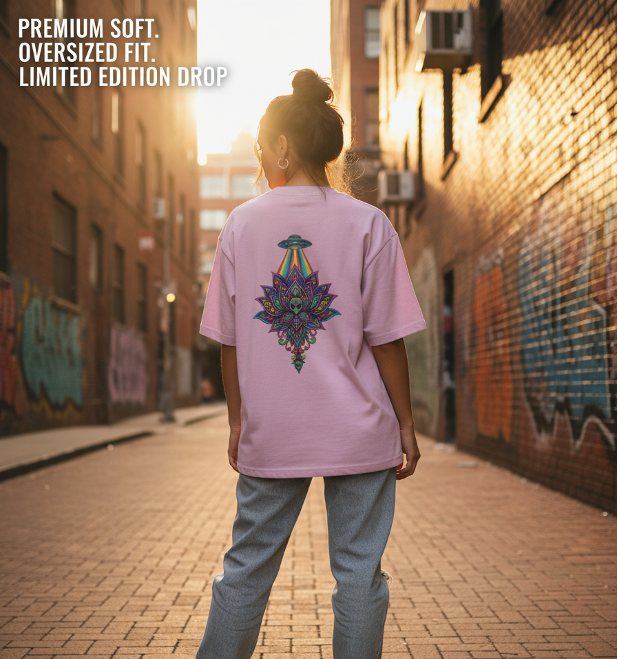 "ALIEN ATTACK" Classic Oversized Graphic Printed T-shirt
