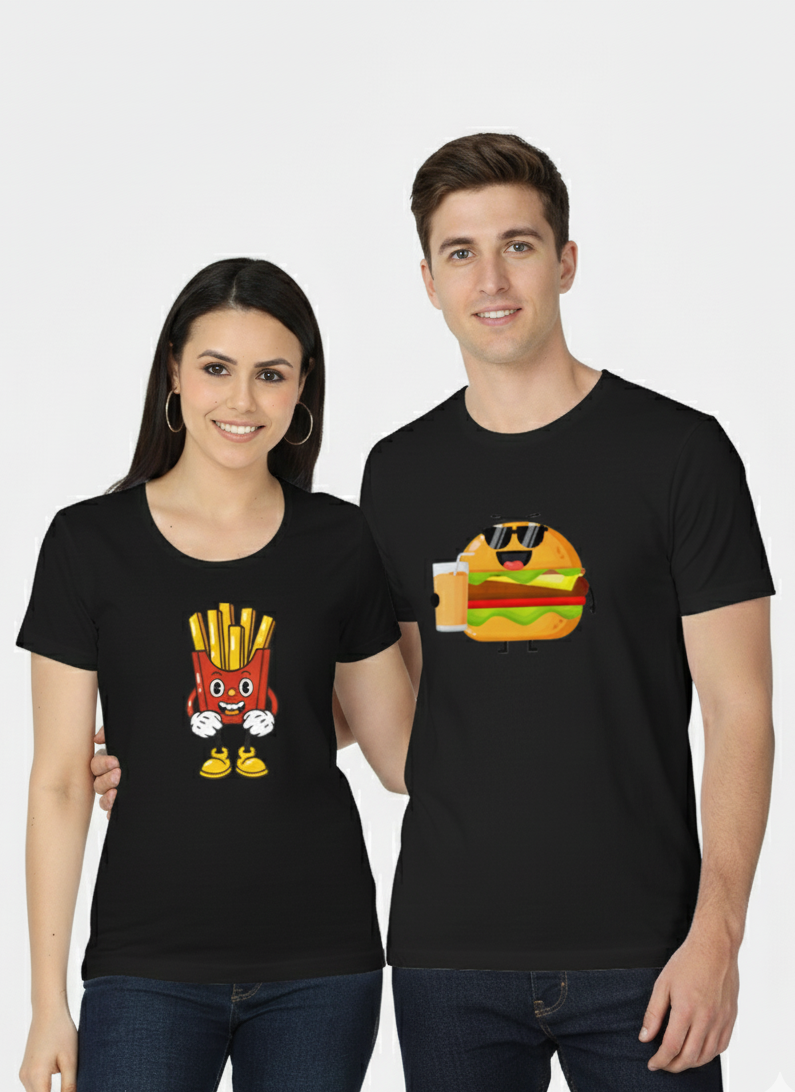 BURGER PRINTED COUPLE TEES : COMBO COLLECTION