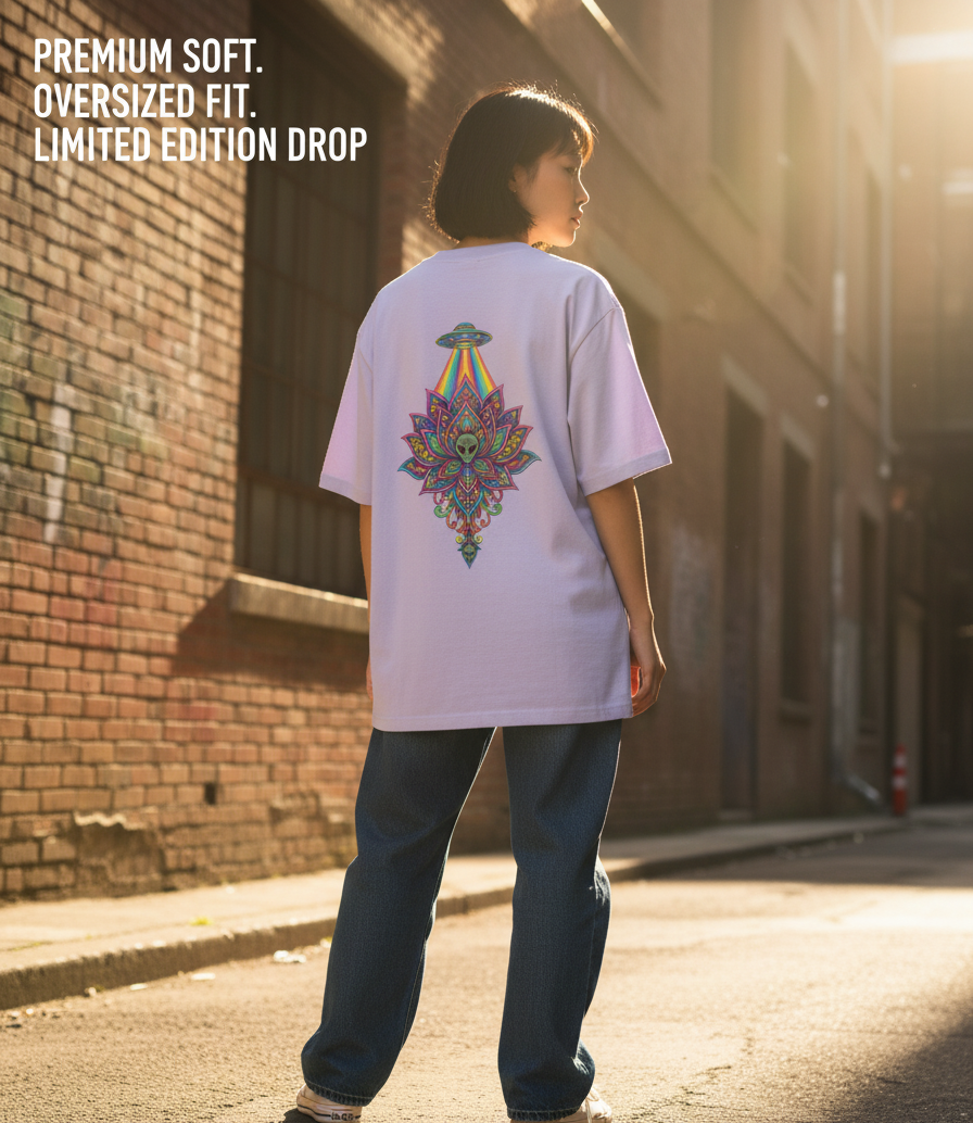 "ALIEN ATTACK" Classic Oversized Graphic Printed T-shirt
