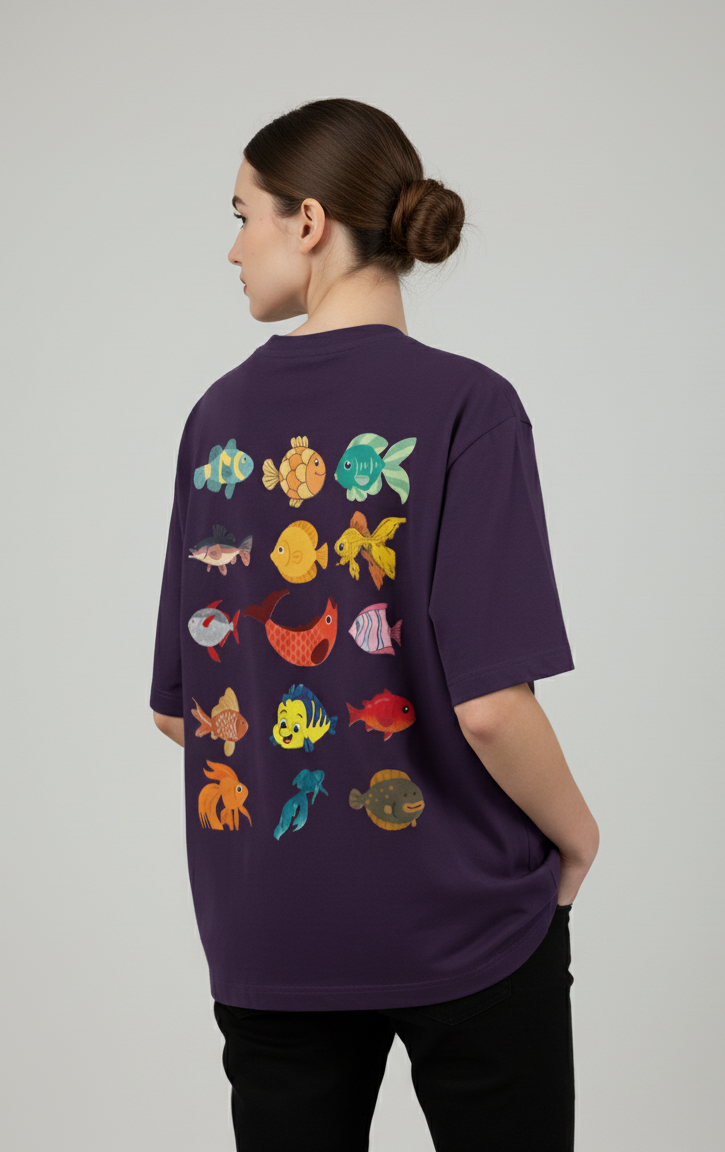 "AQUA KINGDOM" Classic Oversized Graphic Printed T-shirt