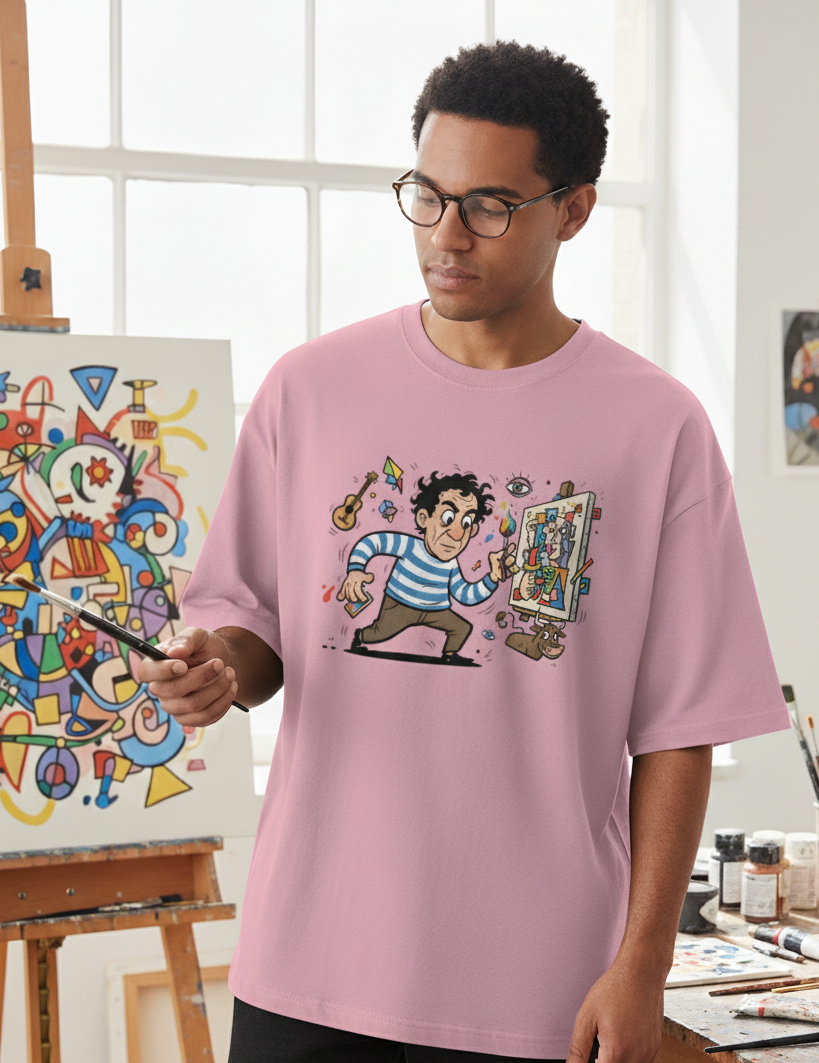 "GREAT ARTIST " Terry Oversized Graphic Printed T-shirt