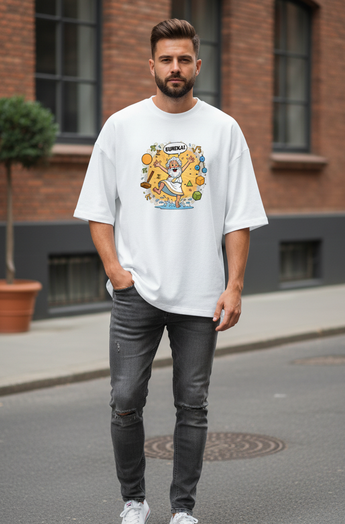 "GREAT MATHEMATICIAN" Terry Oversized Graphic Printed T-shirt
