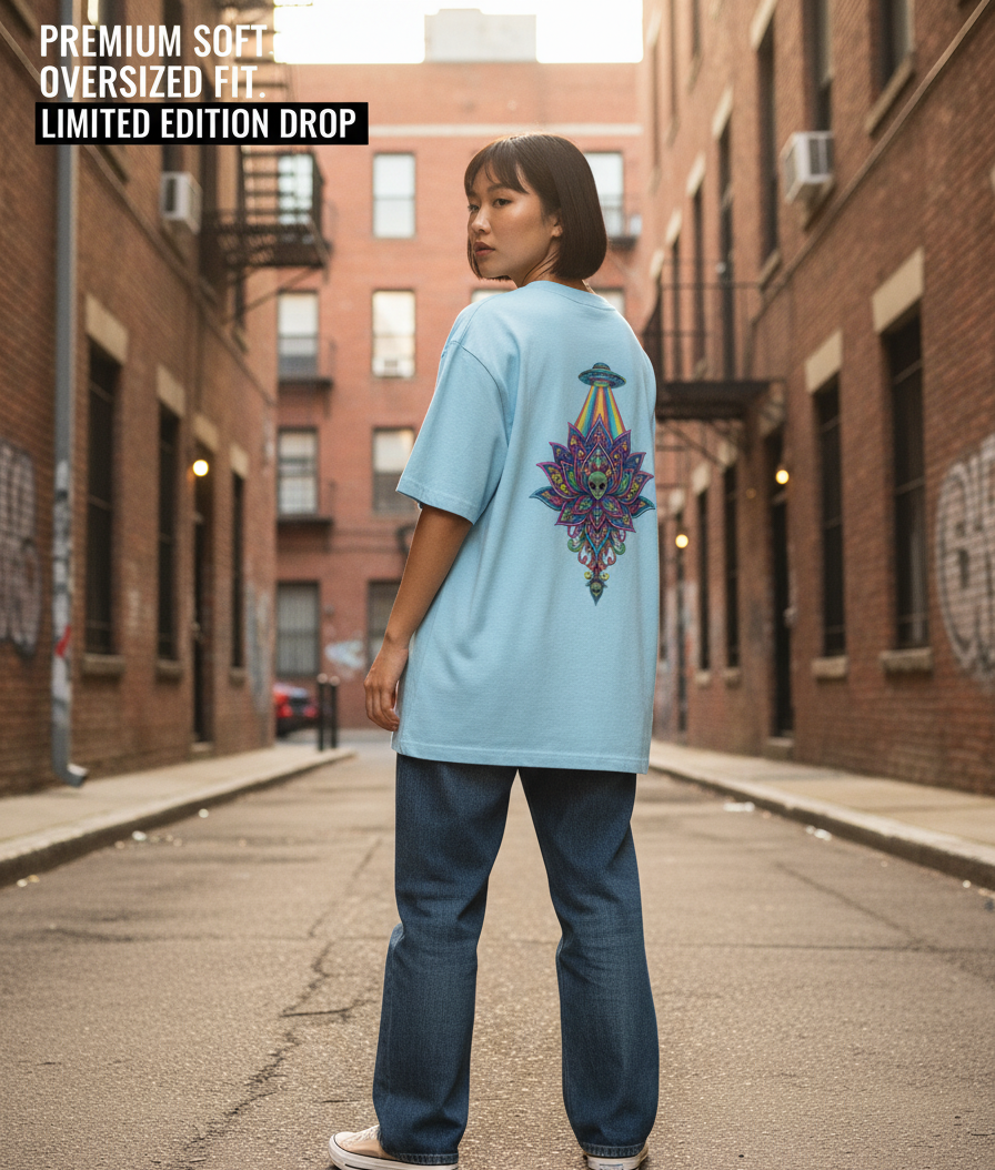 "ALIEN ATTACK" Classic Oversized Graphic Printed T-shirt