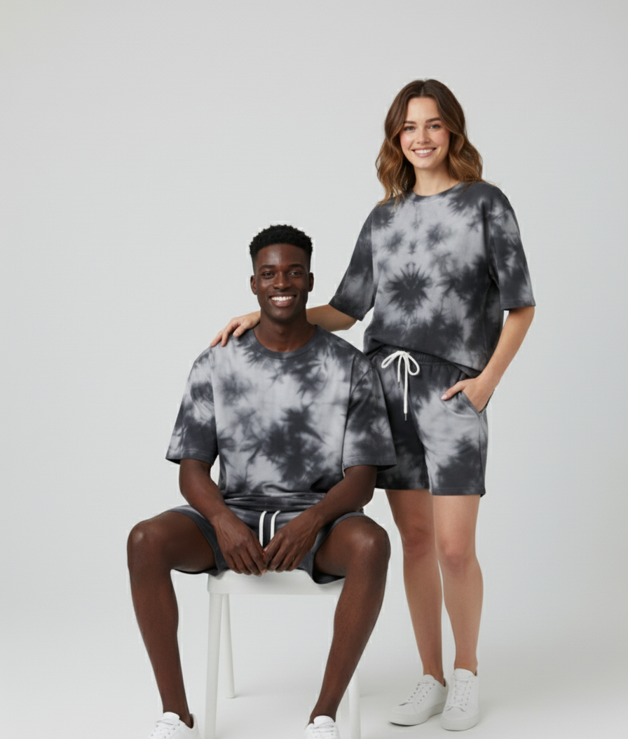 Tie Dye Co-ord : White/Black