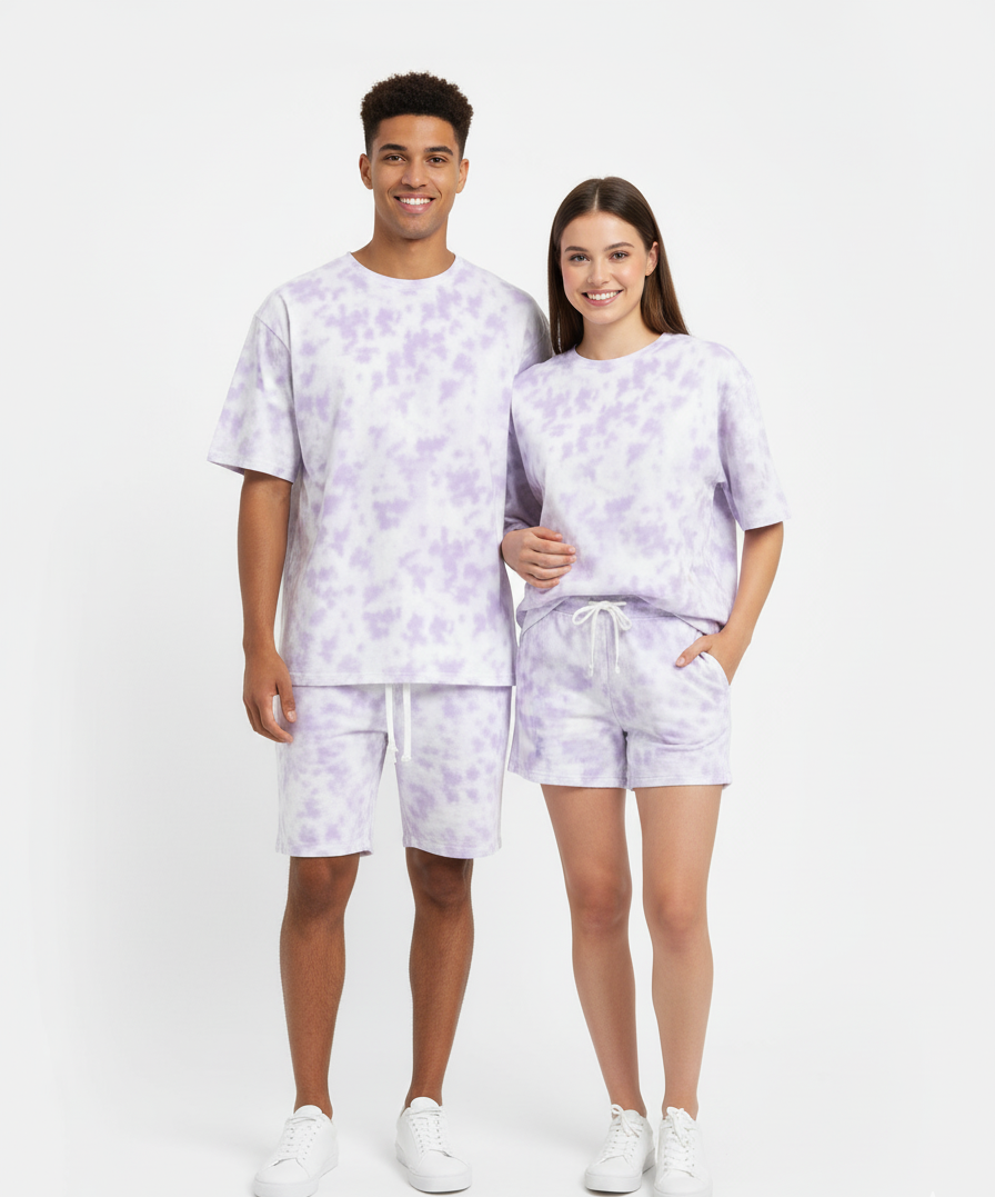 Tie Dye Co-ord : White/Lavender
