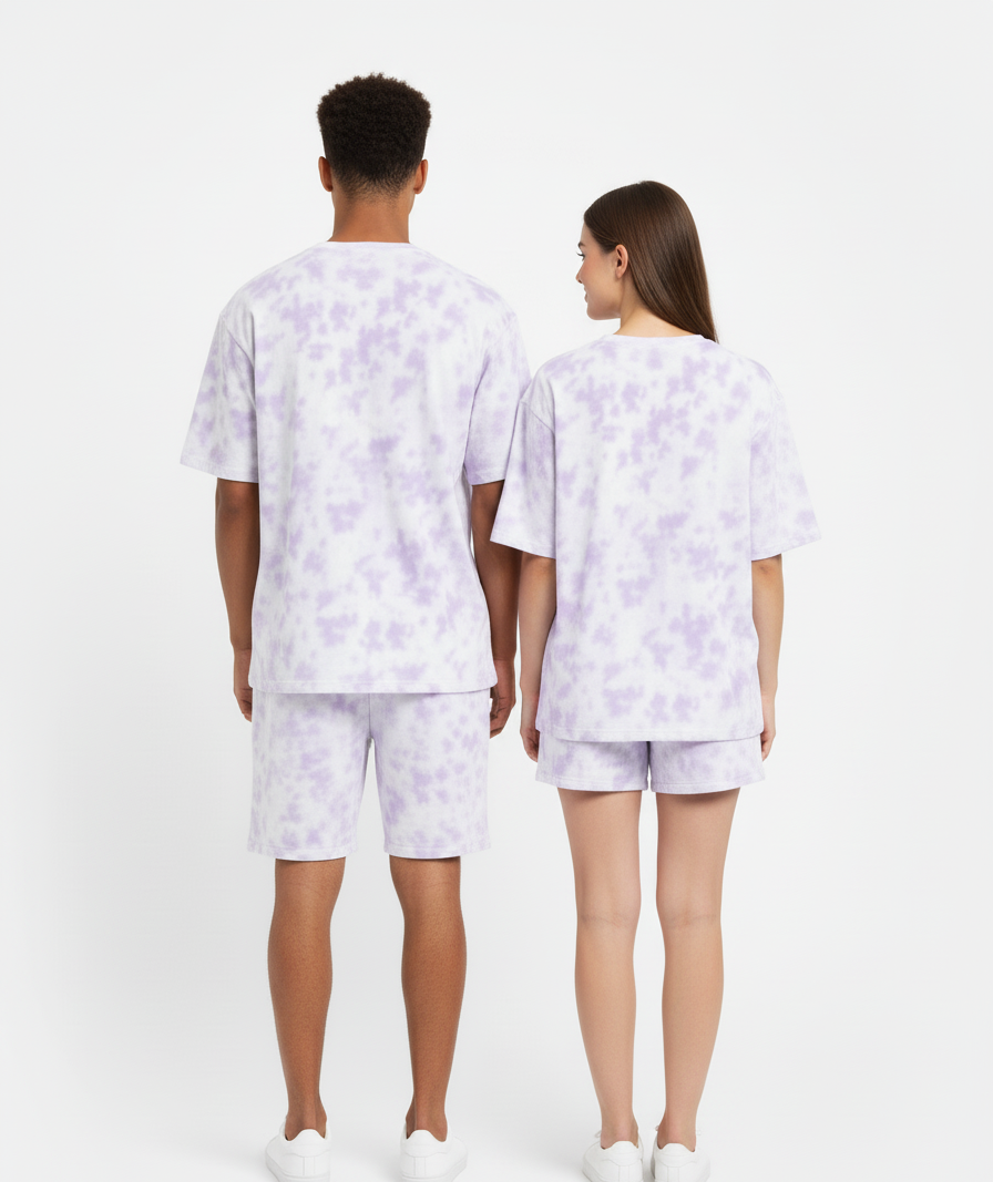 Tie Dye Co-ord : White/Lavender