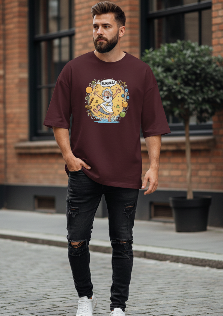 "GREAT MATHEMATICIAN" Terry Oversized Graphic Printed T-shirt