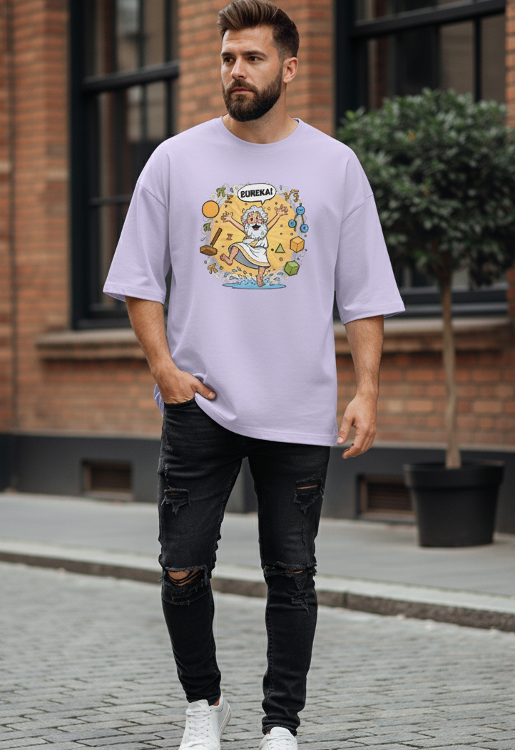 "GREAT MATHEMATICIAN" Terry Oversized Graphic Printed T-shirt