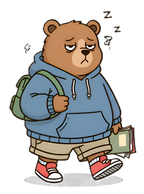 "LAZY BEAR "  Round Neck Graphic Printed T-shirt