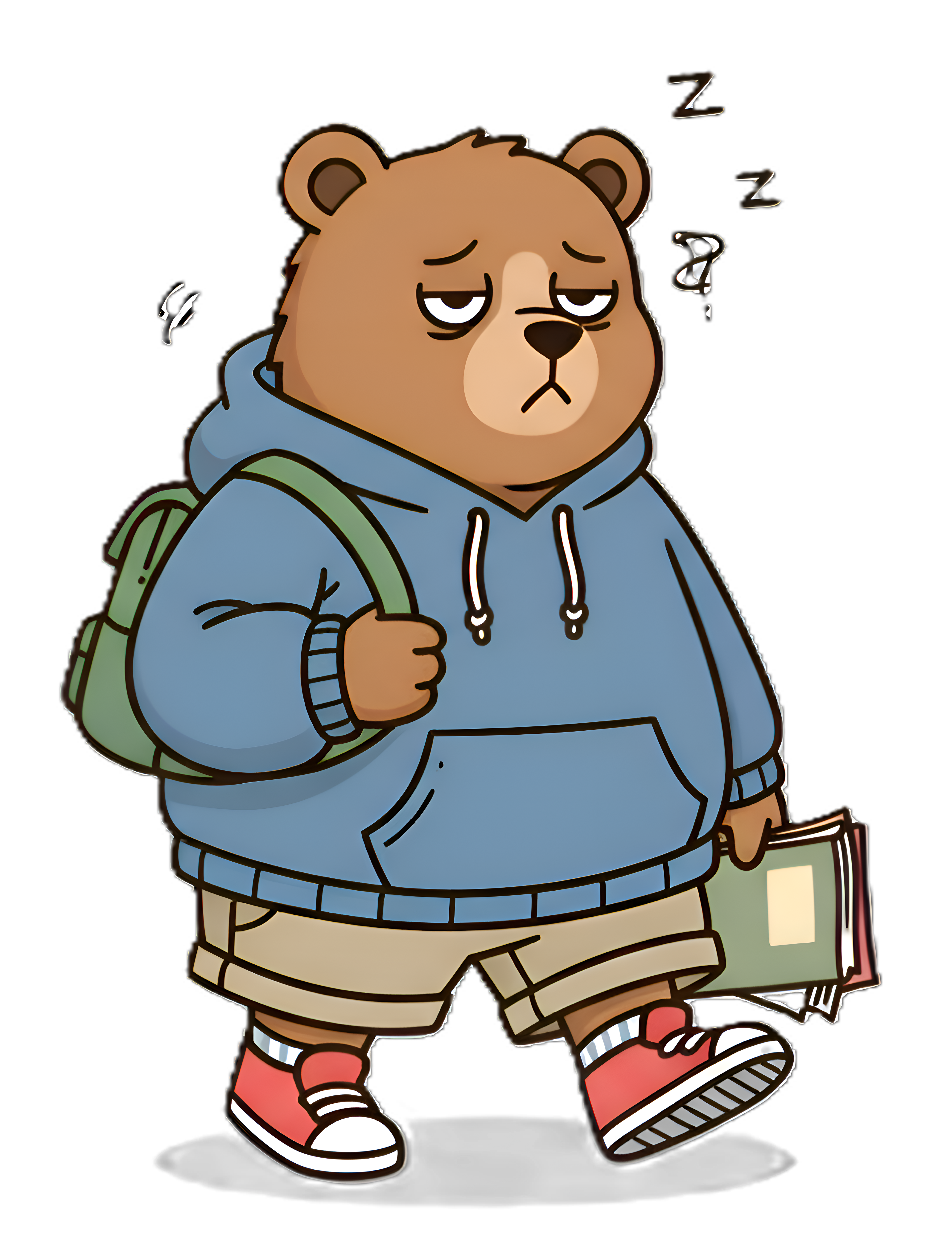 "LAZY BEAR "  Round Neck Graphic Printed T-shirt