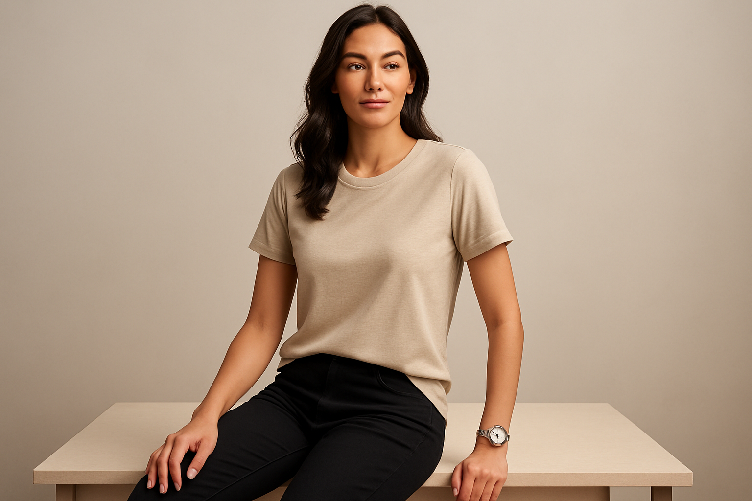 Supima prime tee :BEIGE