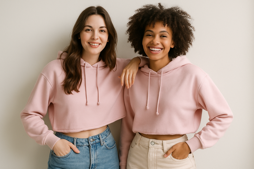 Crop hoodie : LIGHT BABY PINK